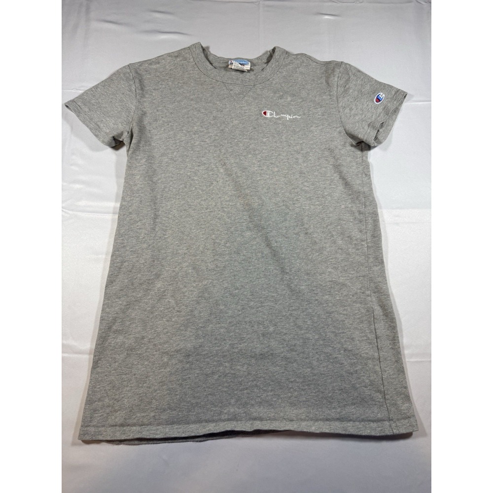 Champion Women's Size M Simple Gray Tee Shirt Dress 100% Cotton Embroidered Logo